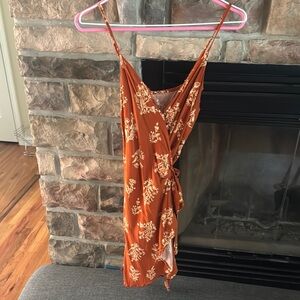 Cupshe Orange Floral Wrap Dress